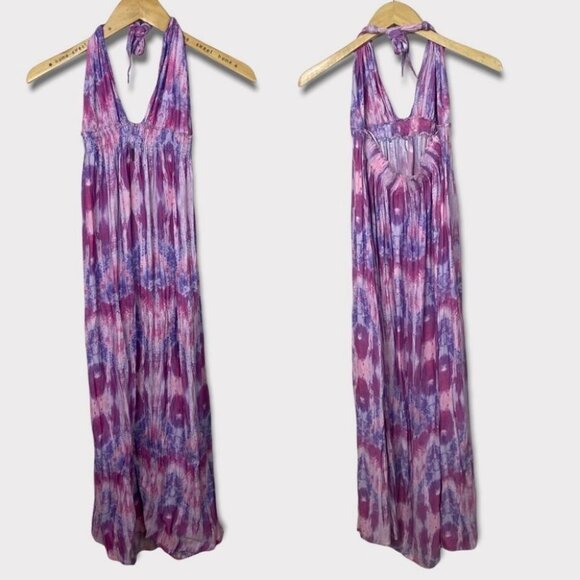 LoveShackFancy Tie Dye Maxi Dress Pink Purple Halter Size 2 Jellyfish Bohemian - Picture 2 of 12